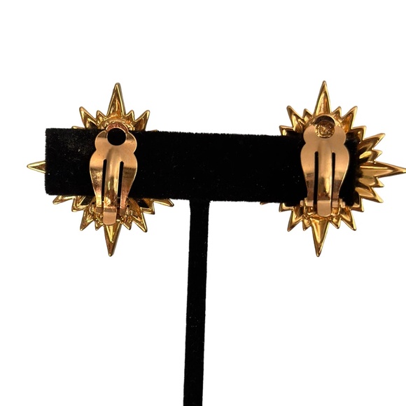 Vintage SAL Swarovski Starburst North Star Clip-On Earrings –Gold with Crystals - Picture 6 of 6